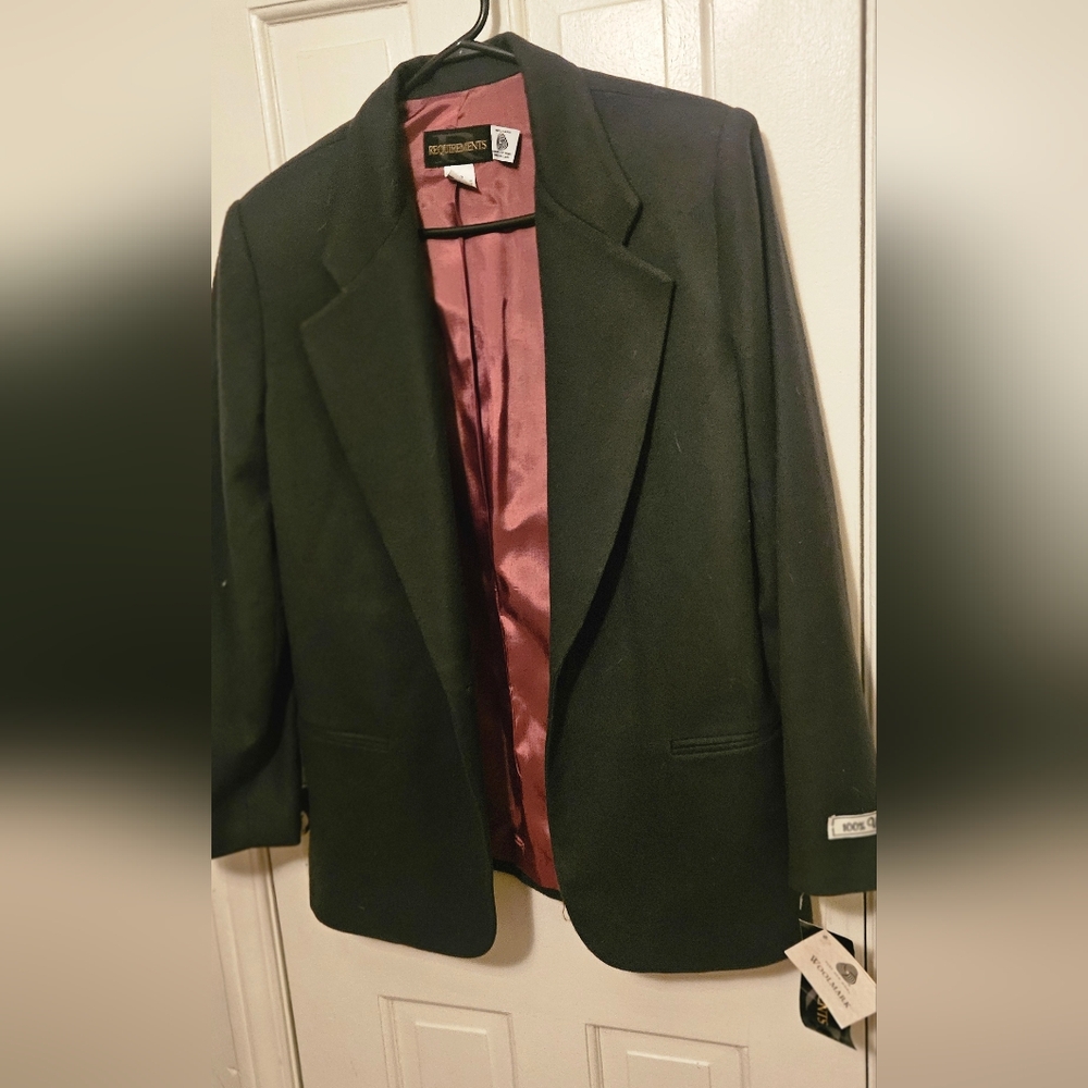 Vintage Woolmark Women's   Green Wool Blazer SIZE 10